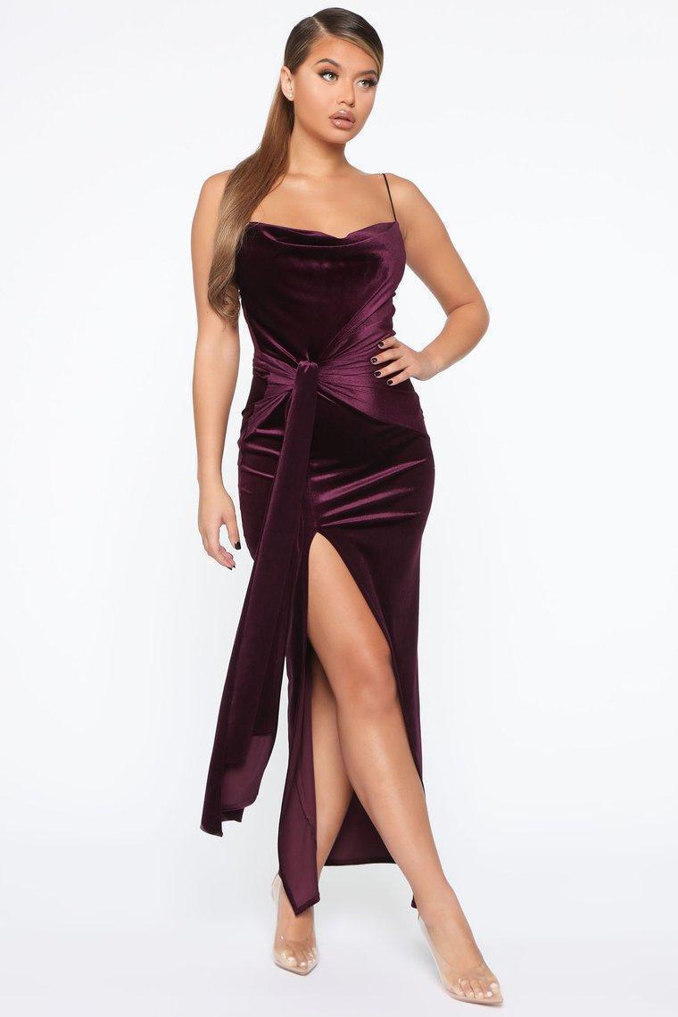 Image: Ethiomereb - My Greatest Weakness Velvet Maxi Dress - Purple